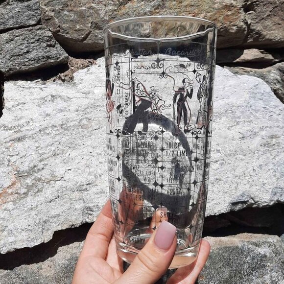 💫 2 for $30 💫 MCM Vintage Hazel Atlas Bartender Bar Cocktail Recipes Tumbler - Picture 4 of 8